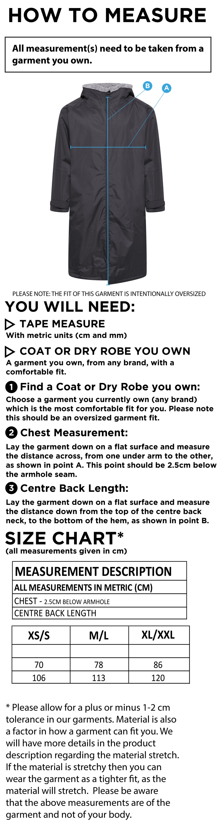 Golcar FC - Active Thermal Fleece Robe - Unisex Fit - Size Guide